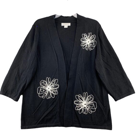 Christopher & Banks Open Front Cardigan Long Sleeves Floral Embroidered Size XL - Picture 1 of 11